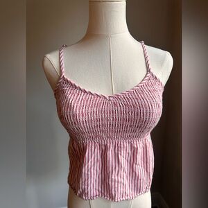 Hollister Y2K Babydoll Cami Red White Stripe Coastal Cottagecore XS